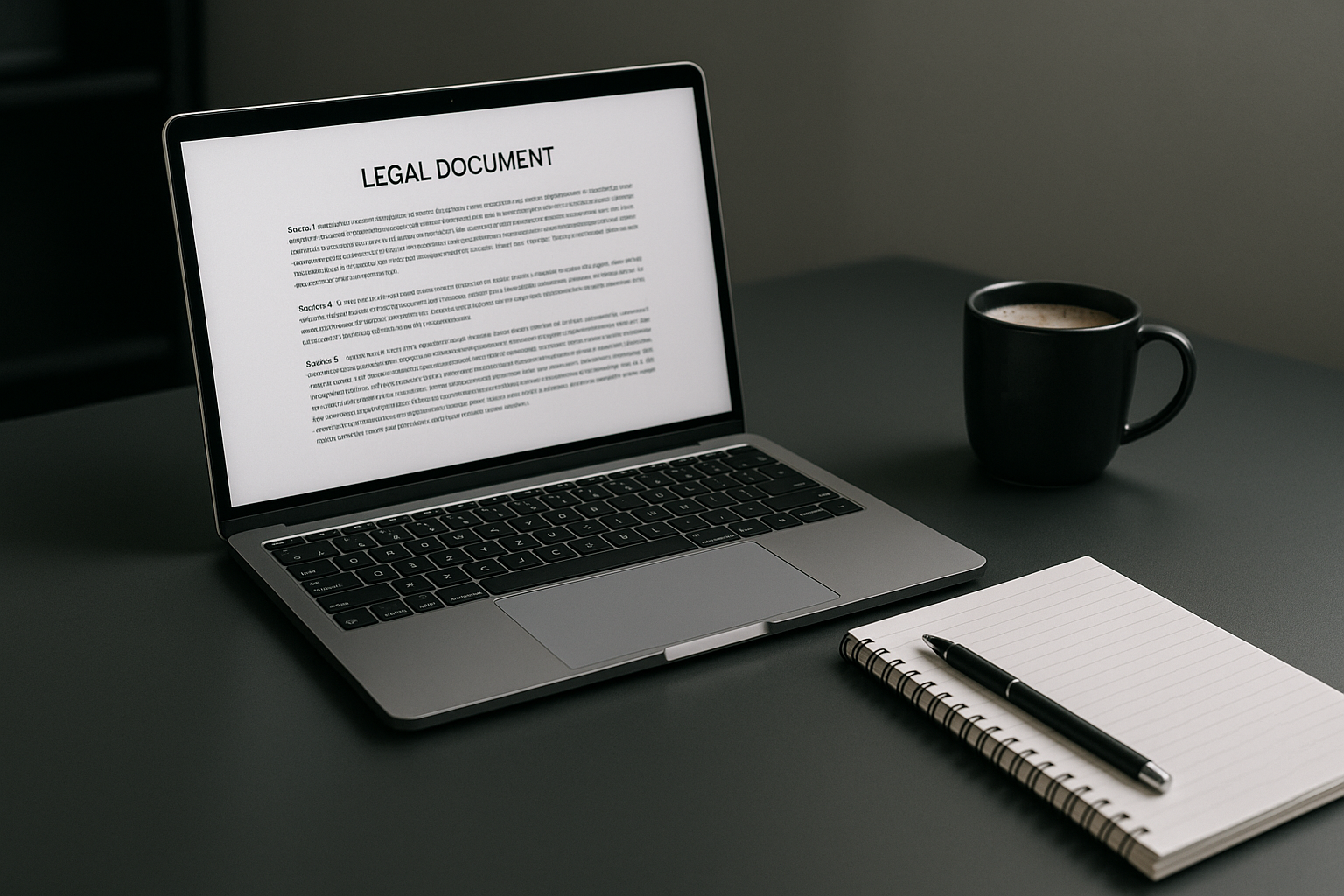 Professional setup for crafting terms and conditions for startups.